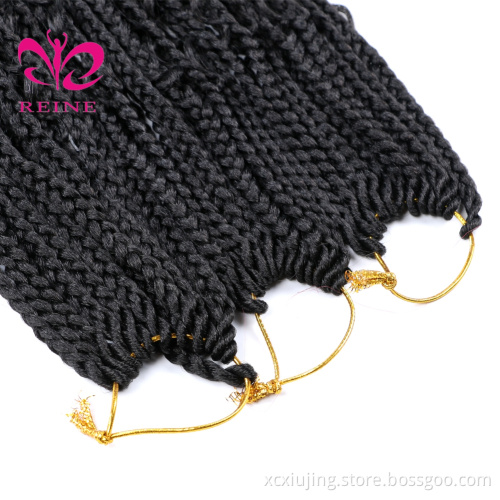 REINE 22 inch  Box Braids With Curls End Black Ombre Brown Synthetic Crochet Synthetic Braided Hair Extensions For Woman